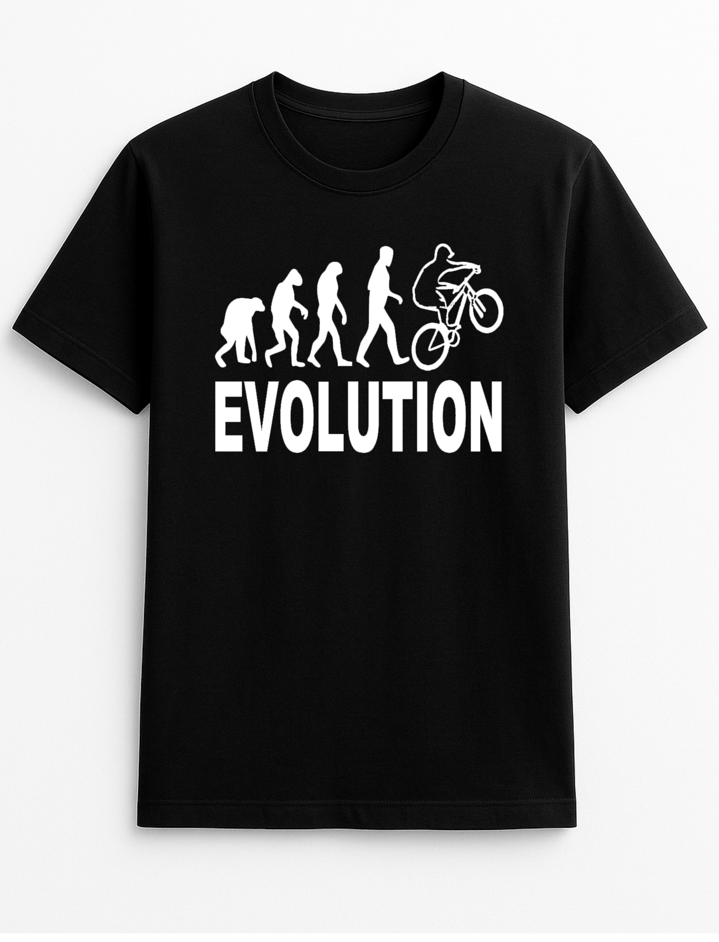 Evolution Mountain Bike Humorous Funny Slogan Personalised Colours Unisex T-Shirt Gift Black