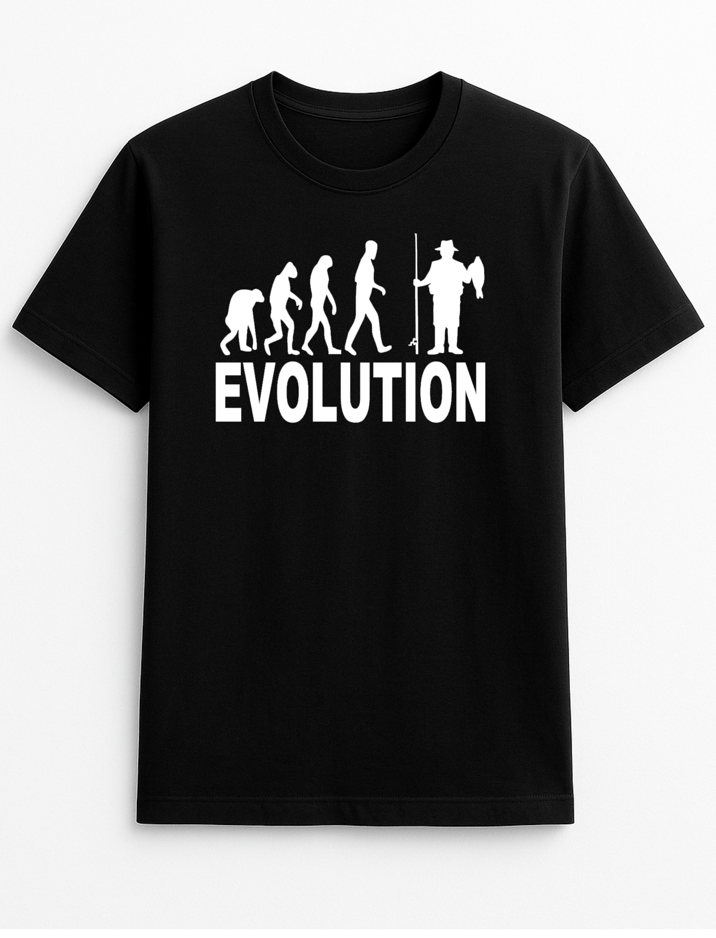 Evolution Fishing Humorous Funny Slogan Personalised Colours Unisex T-Shirt Gift Black