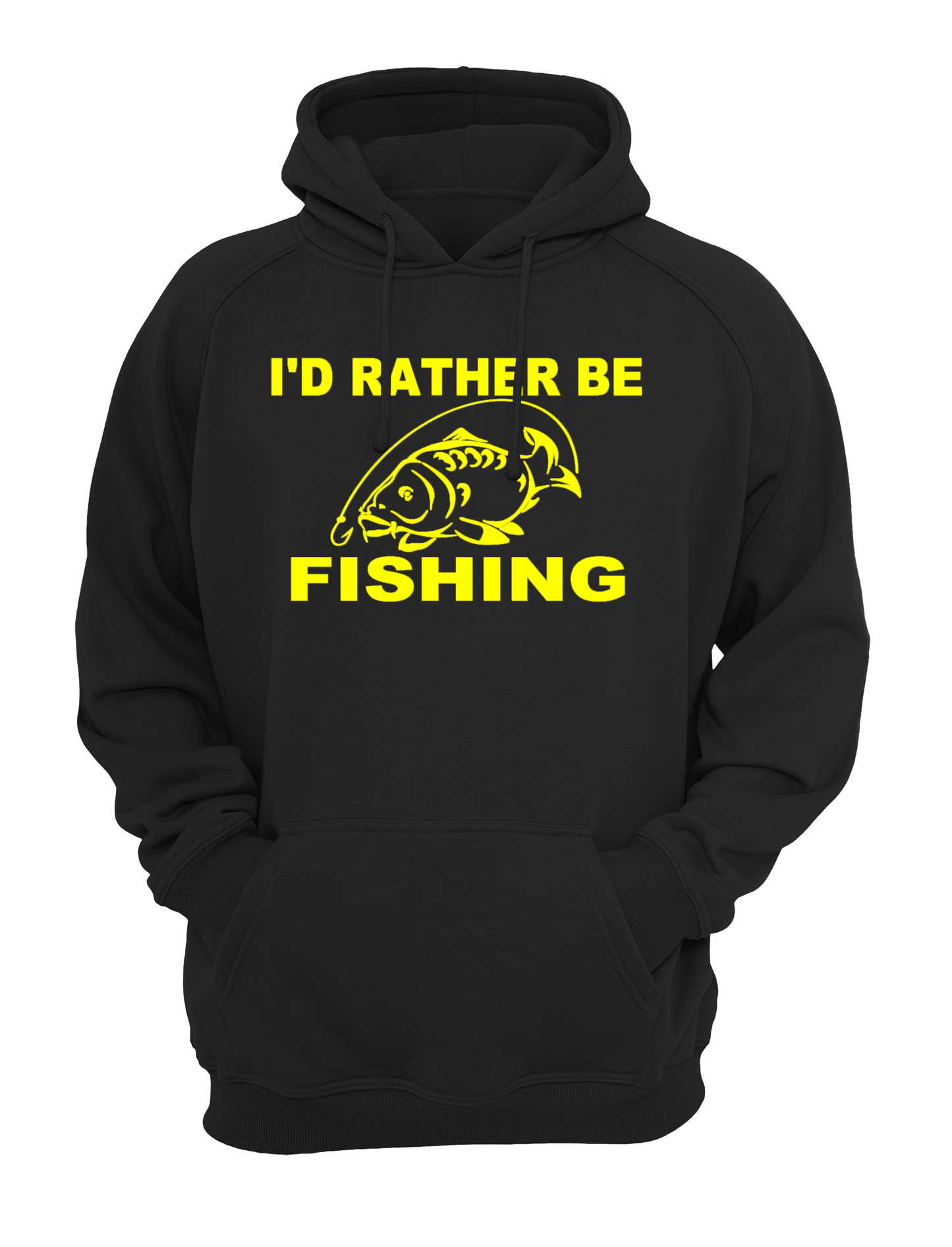 I'd Rather Be Fishing Slogan Unisex Casual Novelty Hoody Hoodie Sweatshirt Black