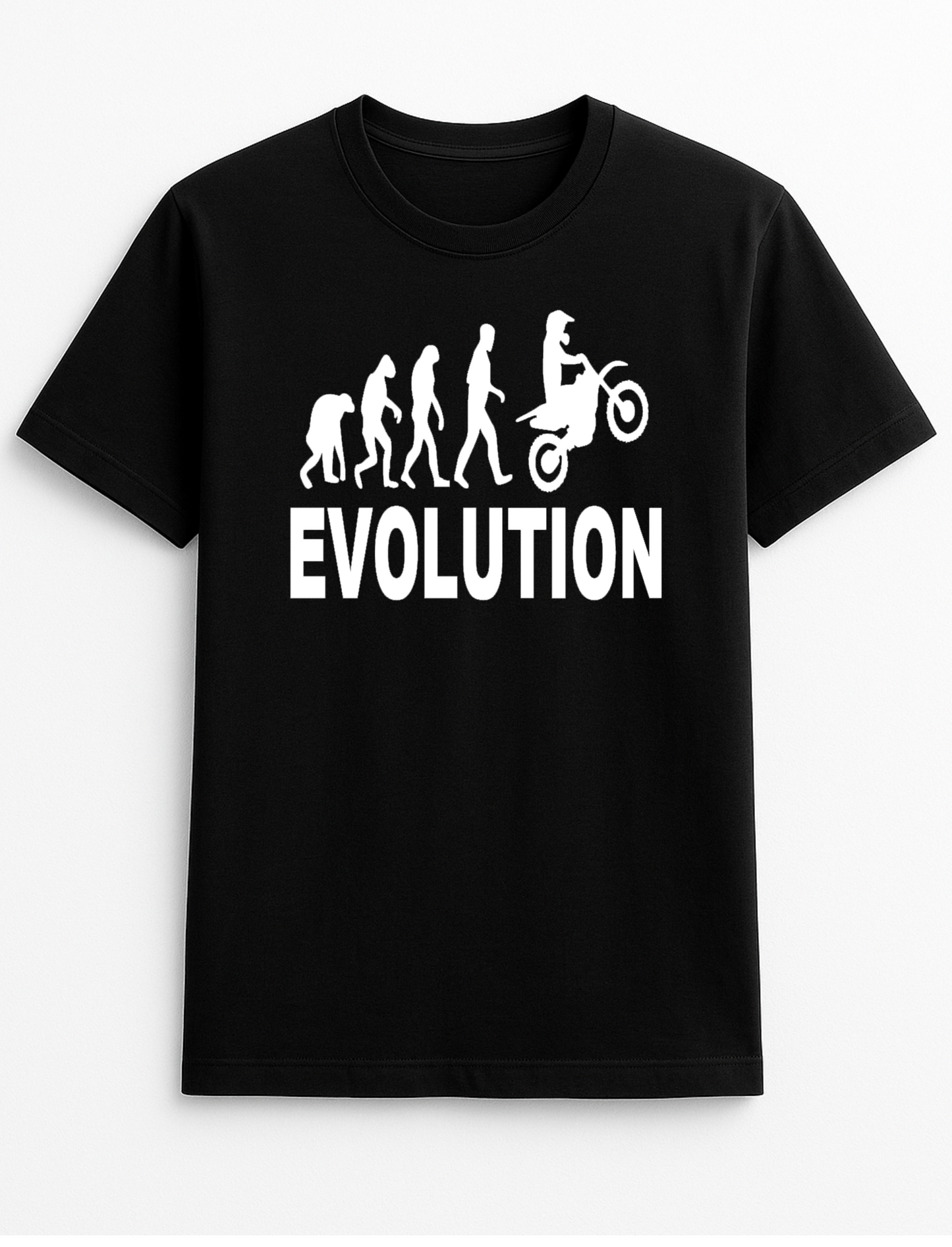 Evolution Motocross Humorous Funny Slogan Personalised Colours Unisex T-Shirt Gift Black