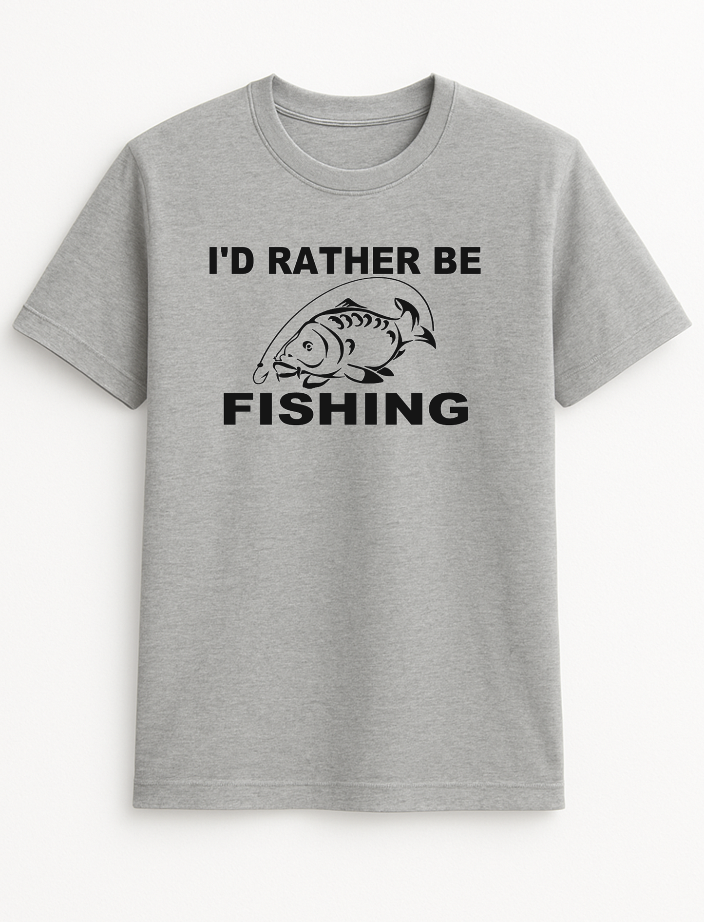 I'd Rather Be Fishing Humorous Funny Personalised Slogan Unisex T-Shirt Gift Black