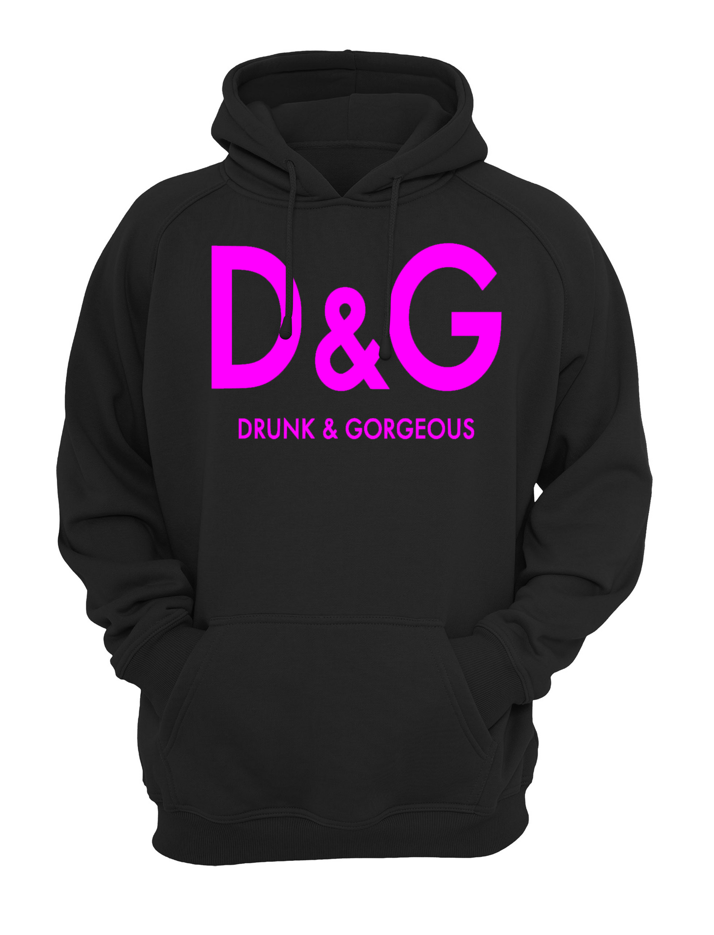 Drunk and Gorgeous Slogan Unisex Casual Novelty Hoody Hoodie Sweatshirt Black