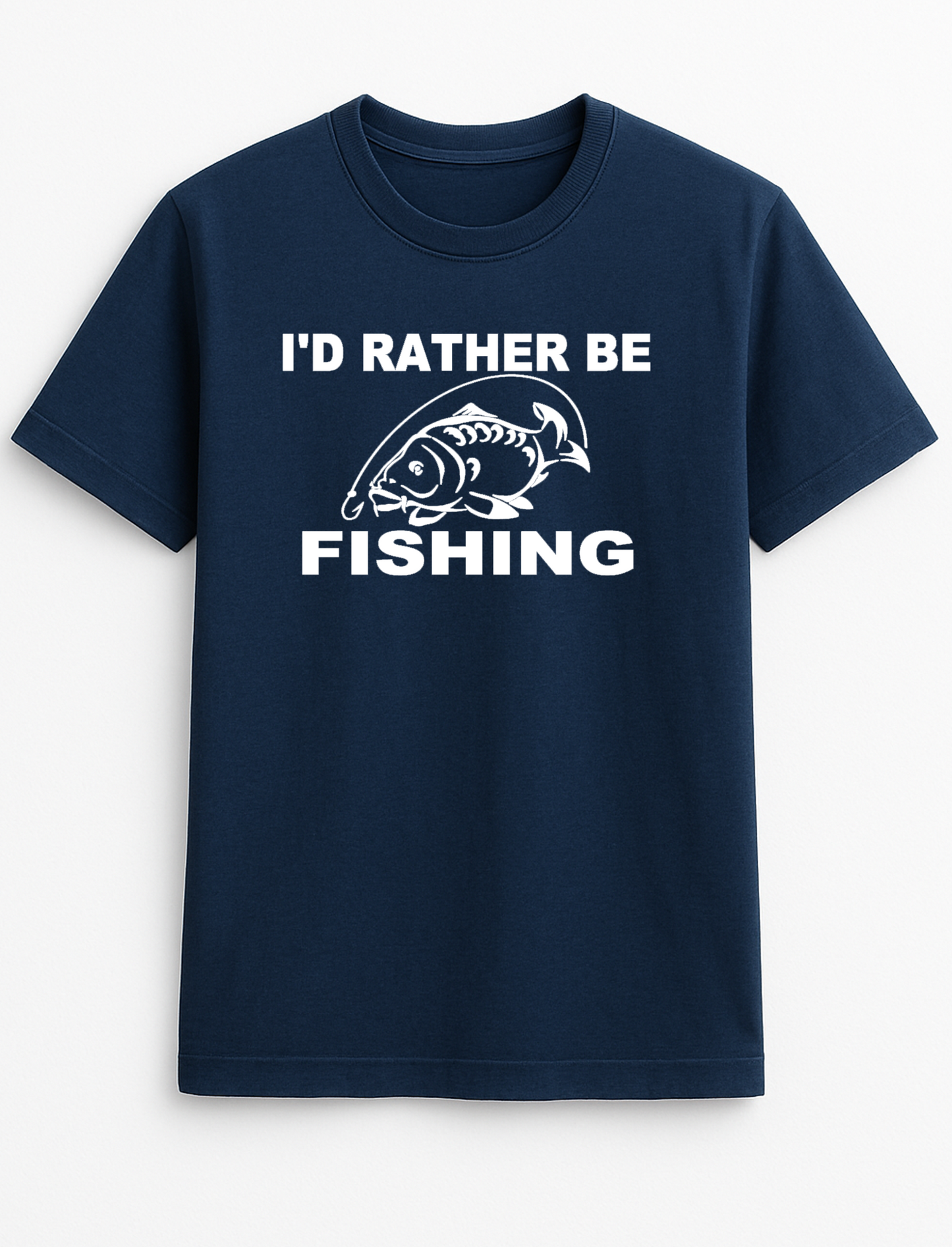 I'd Rather Be Fishing Humorous Funny Personalised Slogan Unisex T-Shirt Gift Black