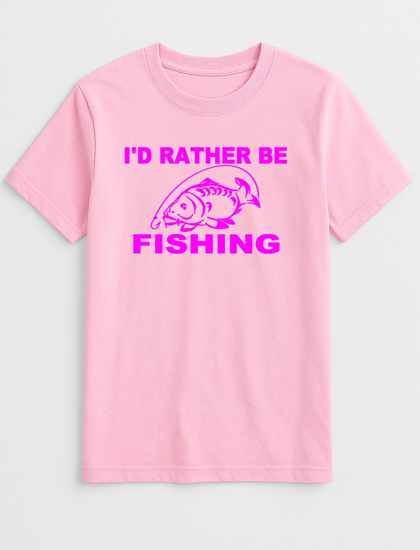 I'd Rather Be Fishing Humorous Funny Personalised Slogan Unisex T-Shirt Gift Black