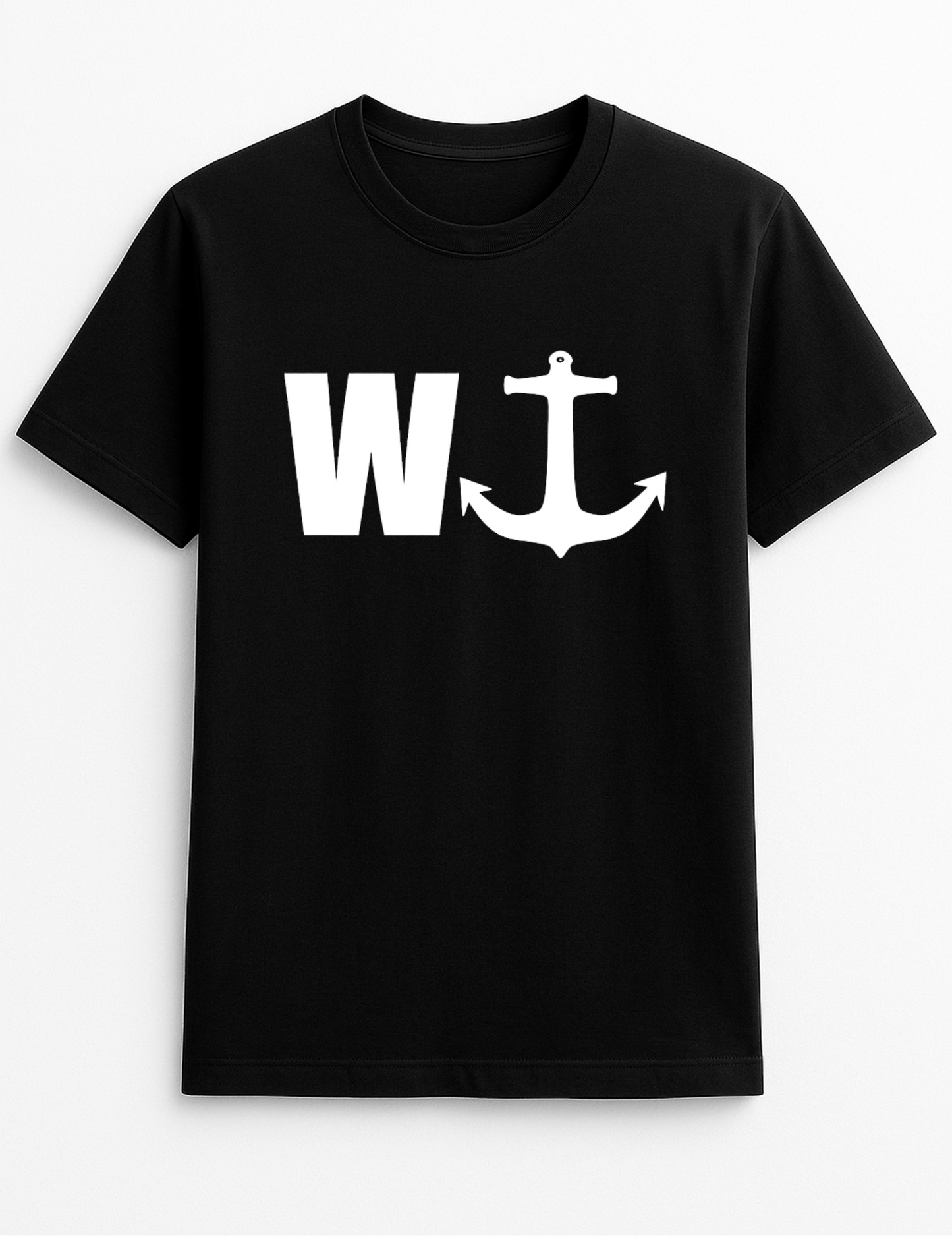 W Anchor Logo Cheeky Funny Humour Slogan Personalised Colours Unisex T-Shirt Gift Black