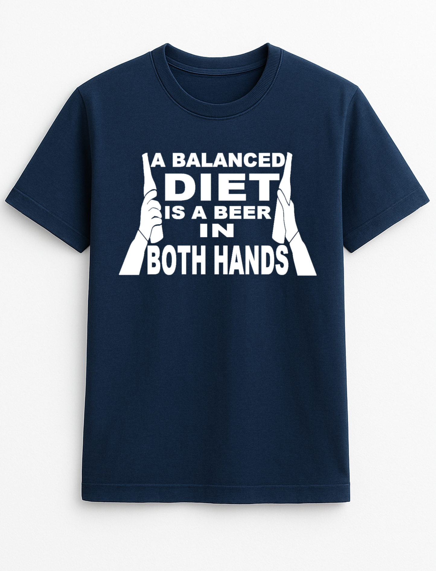 A Balanced Diet is A Beer in Each Hand Humorous Funny Personalised Slogan Unisex T-Shirt Gift Black