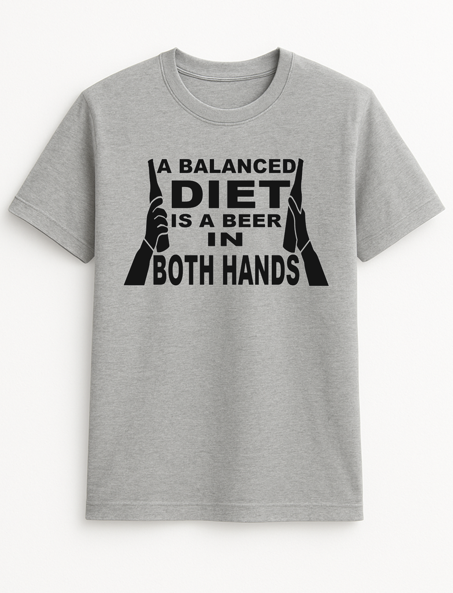 A Balanced Diet is A Beer in Each Hand Humorous Funny Personalised Slogan Unisex T-Shirt Gift Black