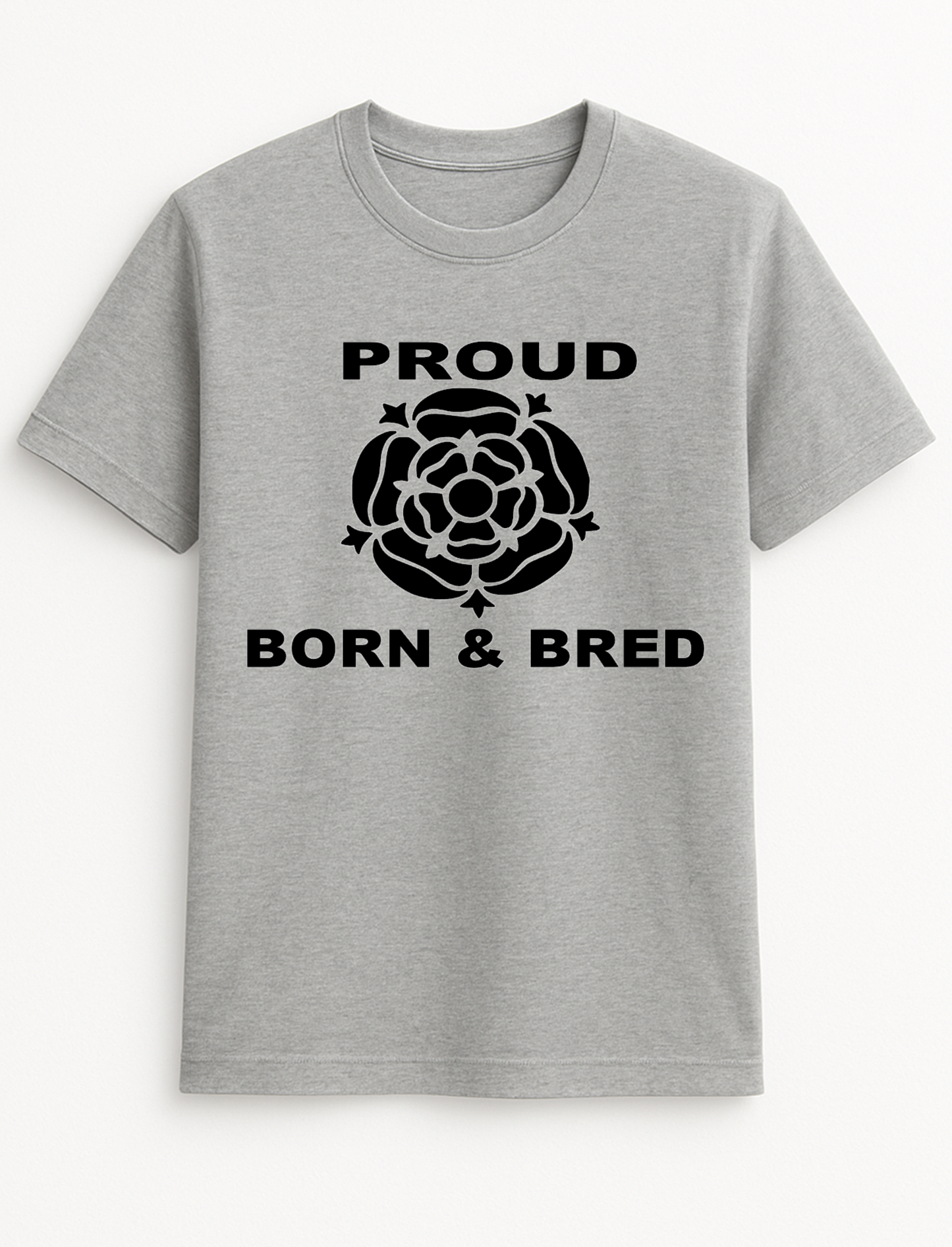 Proud Born and Bred Yorkshire Funny Humour Slogan Personalised Colours Unisex T-Shirt Gift Black