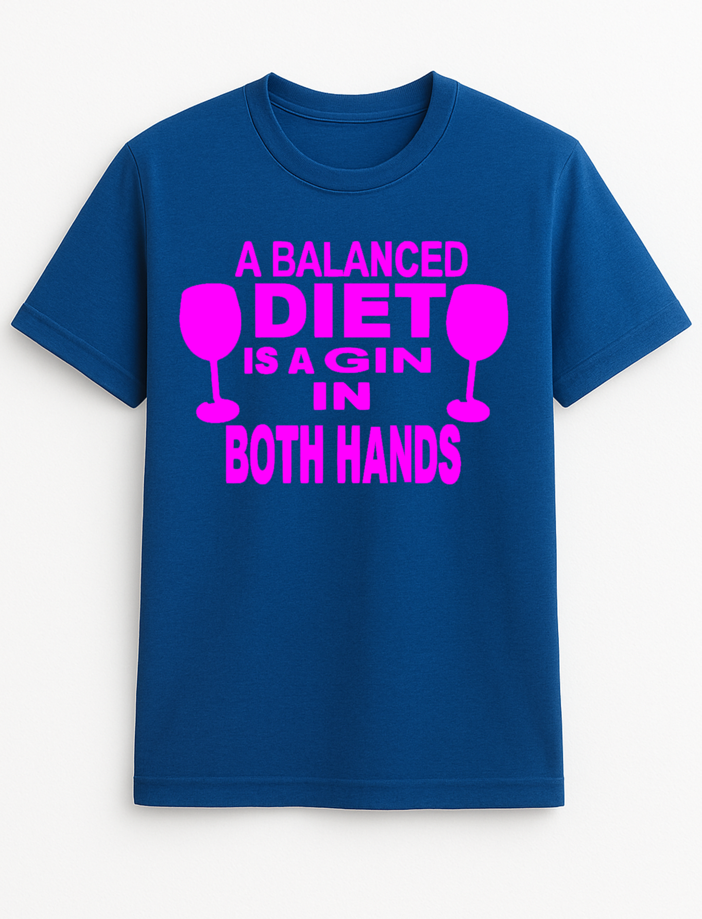 A Balanced Diet is A Gin in Each Hand Humorous Funny Personalised Slogan Unisex T-Shirt Gift Black