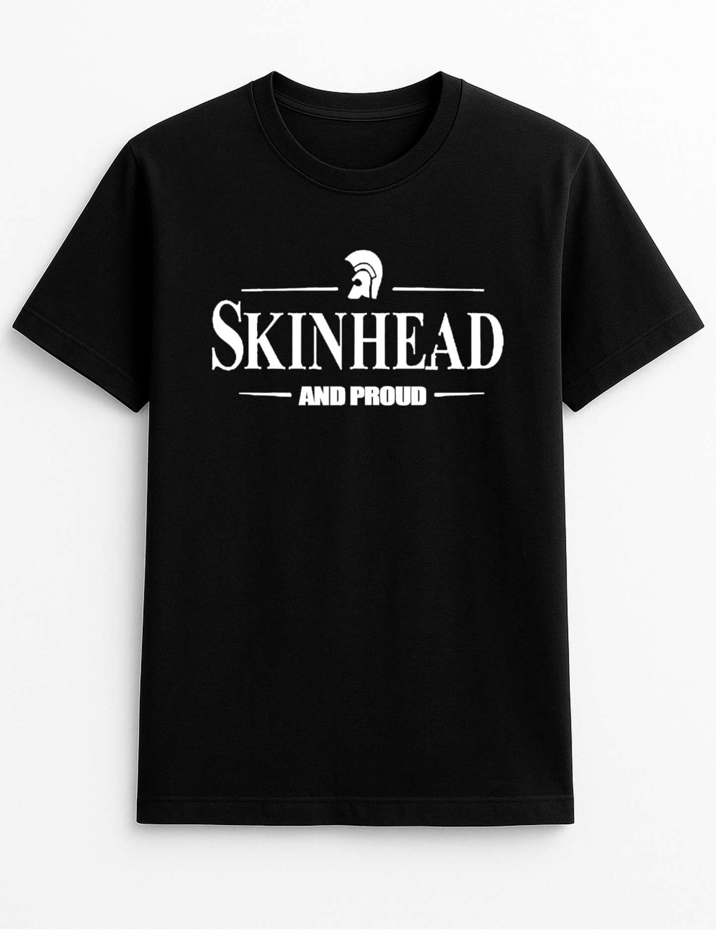 Skinhead and Proud Slogan Personalised Colours Unisex T-Shirt Gift Black