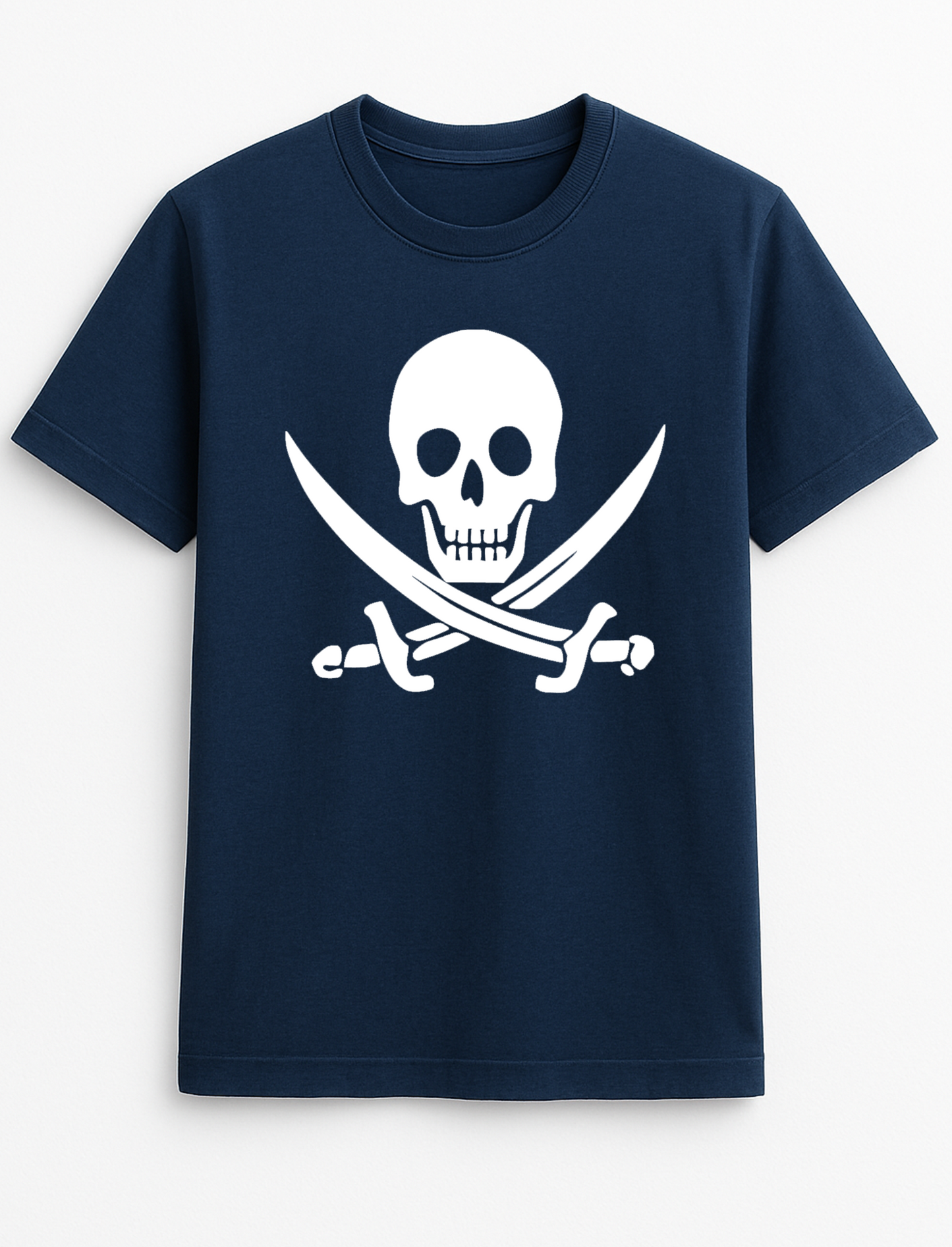 Jolly Roger Pirate Skull and Crossed Swords Slogan Funny Humour Slogan Personalised Colours Unisex T-Shirt Gift Black