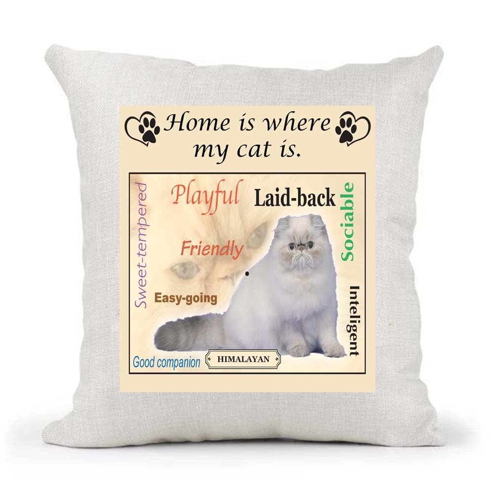 Himalayan Breed Home is Where My Cat is Country Canvas Style Cushion Cover Gift