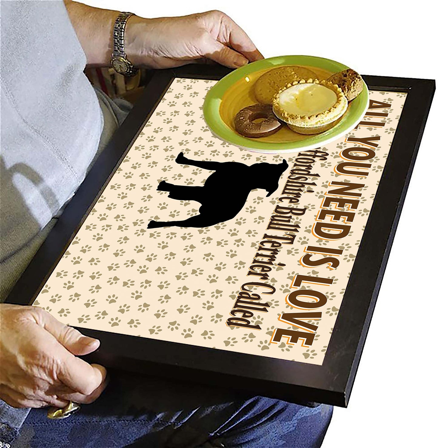 All You Need Is Love and a Staffordshire Bull Terrier Personalised Dog Breed Cushion Lap Tray Bean Bag Gift