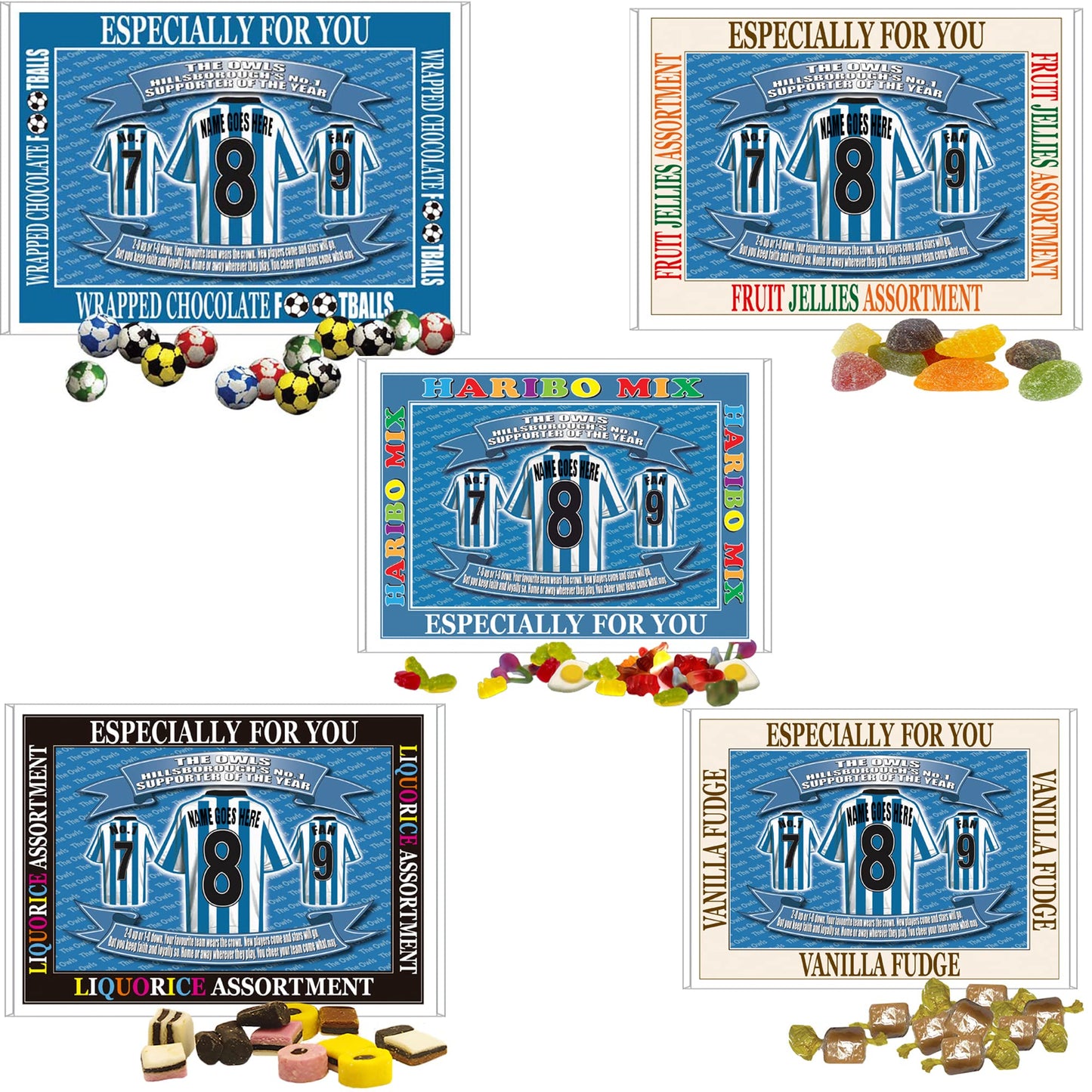 Sheff Wed Personalised Football Shirt Gift Boxed Sweets
