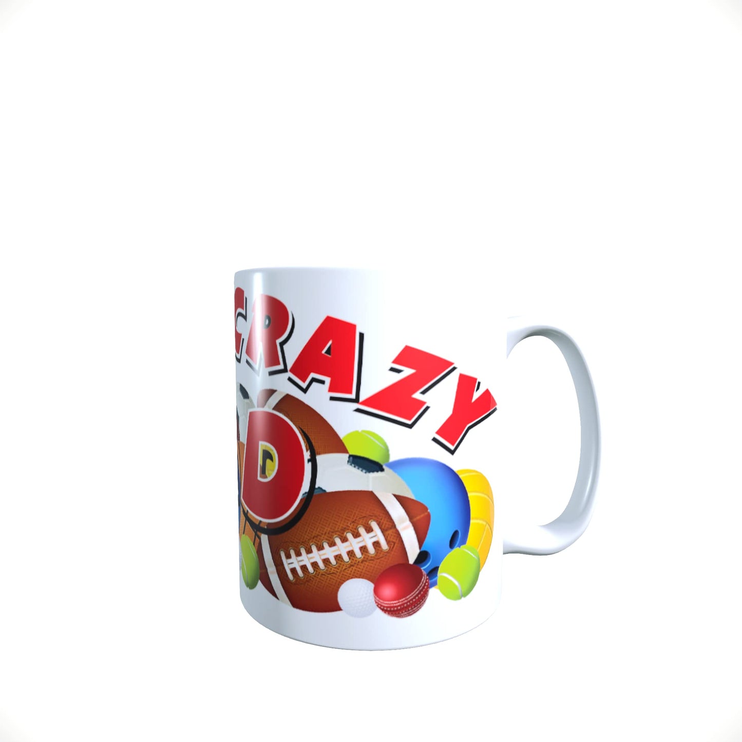 Father's Day Sports Crazy White Ceramic Gift Mug with Individually Foil Wrapped Chocolate Footballs