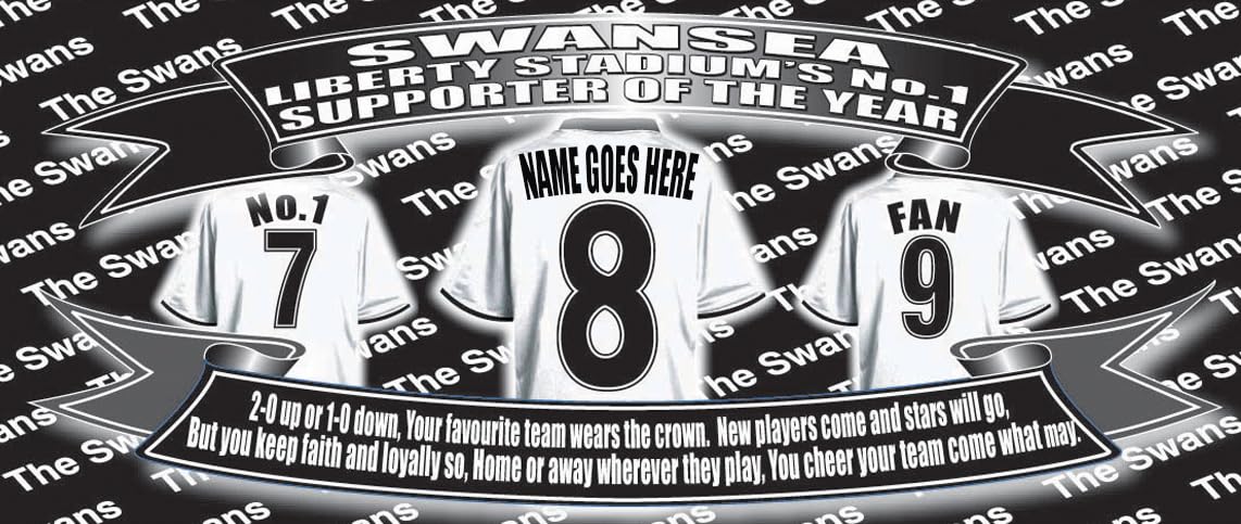 Swansea Personalised Football Shirt Silver Aluminium Two Lid Unisex Water Bottle Gift