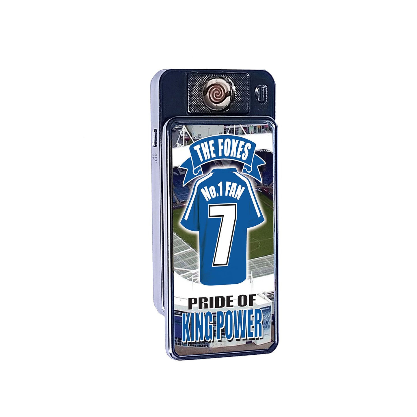 Leicester The Foxes No.1 Fan Football Shirt Rechargeable Gift Boxed Silver Metal USB Lighter