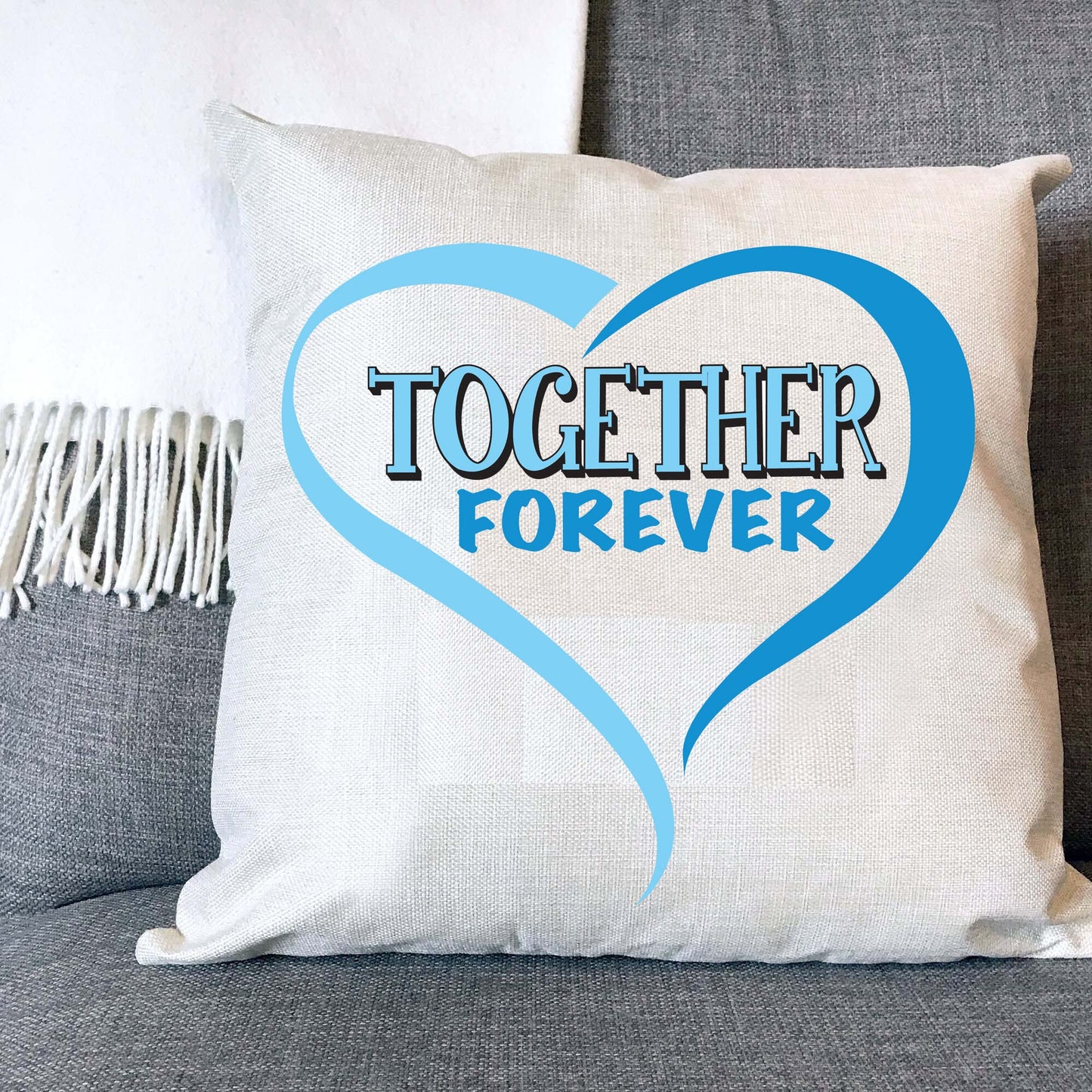 Together Forever Naturally Woven Linen Style Cushion Cover Pillow Gift Available in Choice of Five Colours