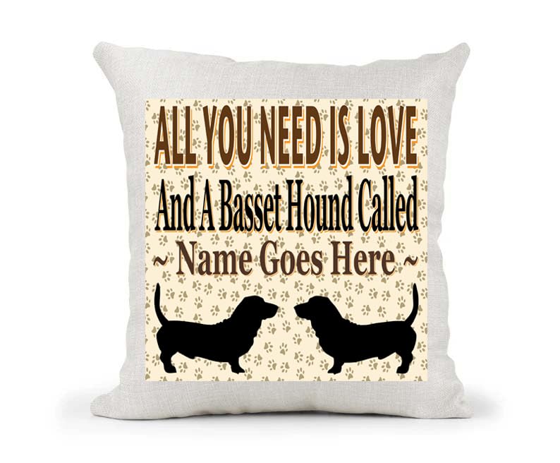 All You Need Is Love And A Personalised Basset Hound Country Canvas Cushion Cover Gift