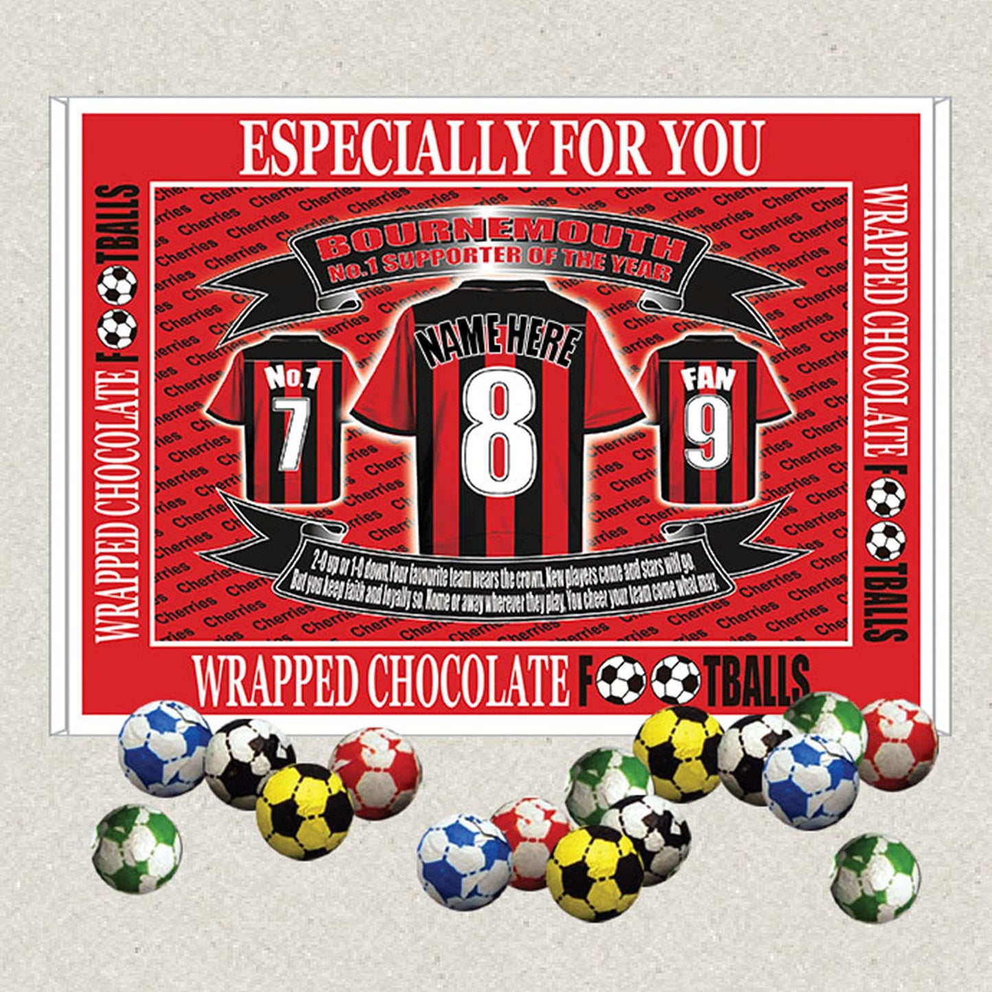 Bournemouth Personalised Football Shirt Gift Boxed Sweets