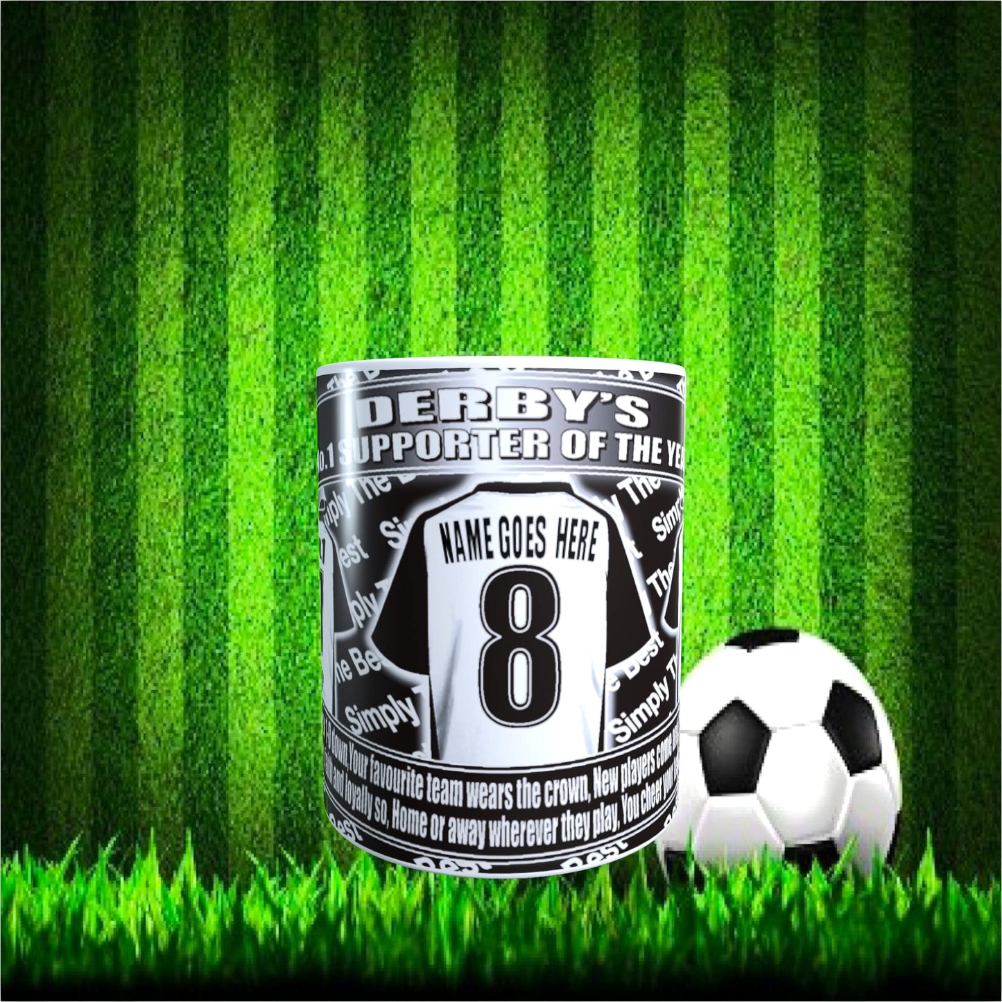 Derby Football Team Shirt Personalised Mug Gift with Chocolate Footballs