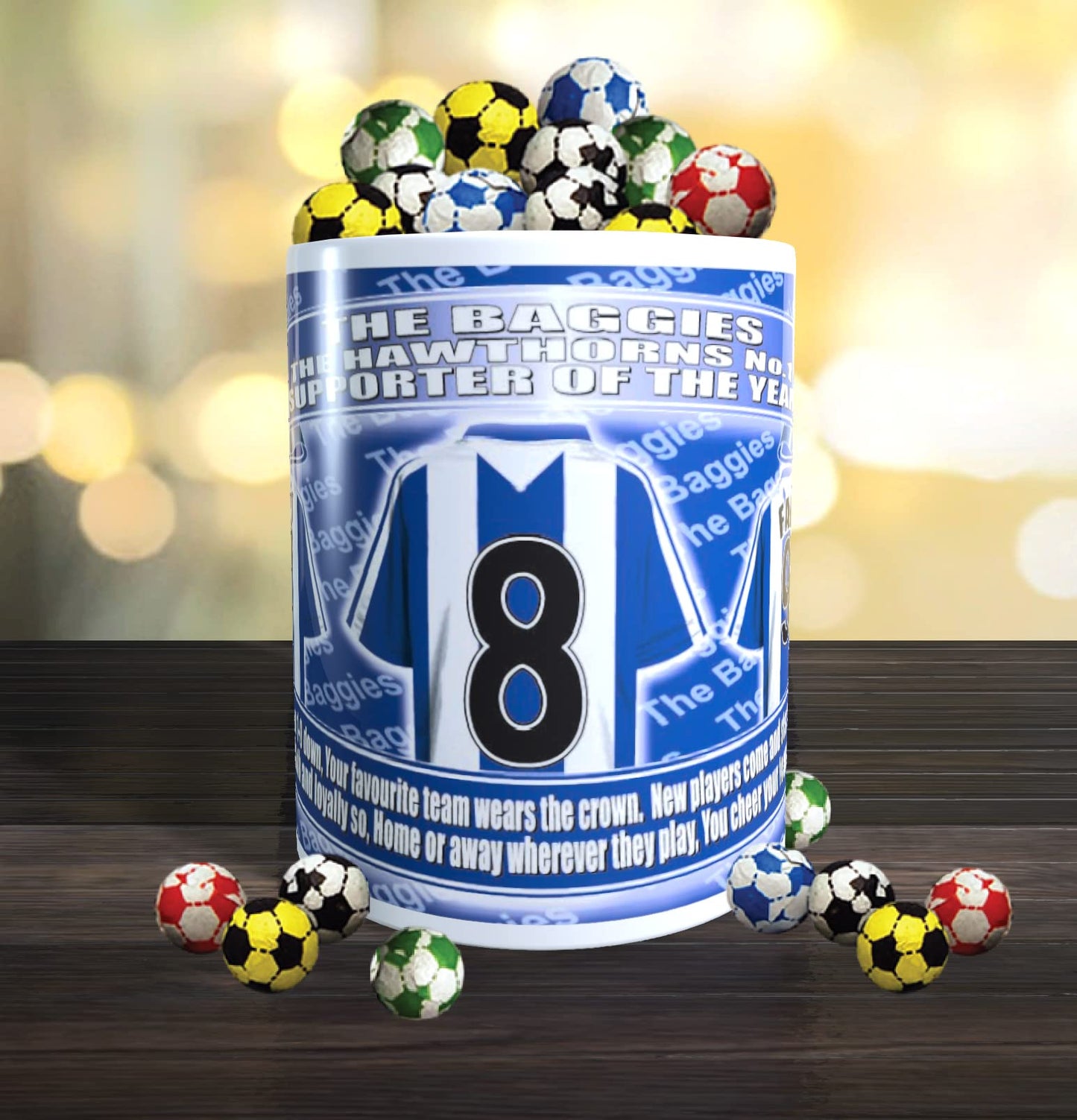 West Bromwich Albion Personalised Football Shirt Mug Gift with Chocolate Footballs