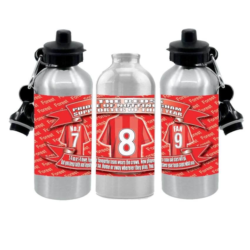 Notting(ham) Football Shirt Silver Aluminium Two Lid Unisex Water Bottle Gift