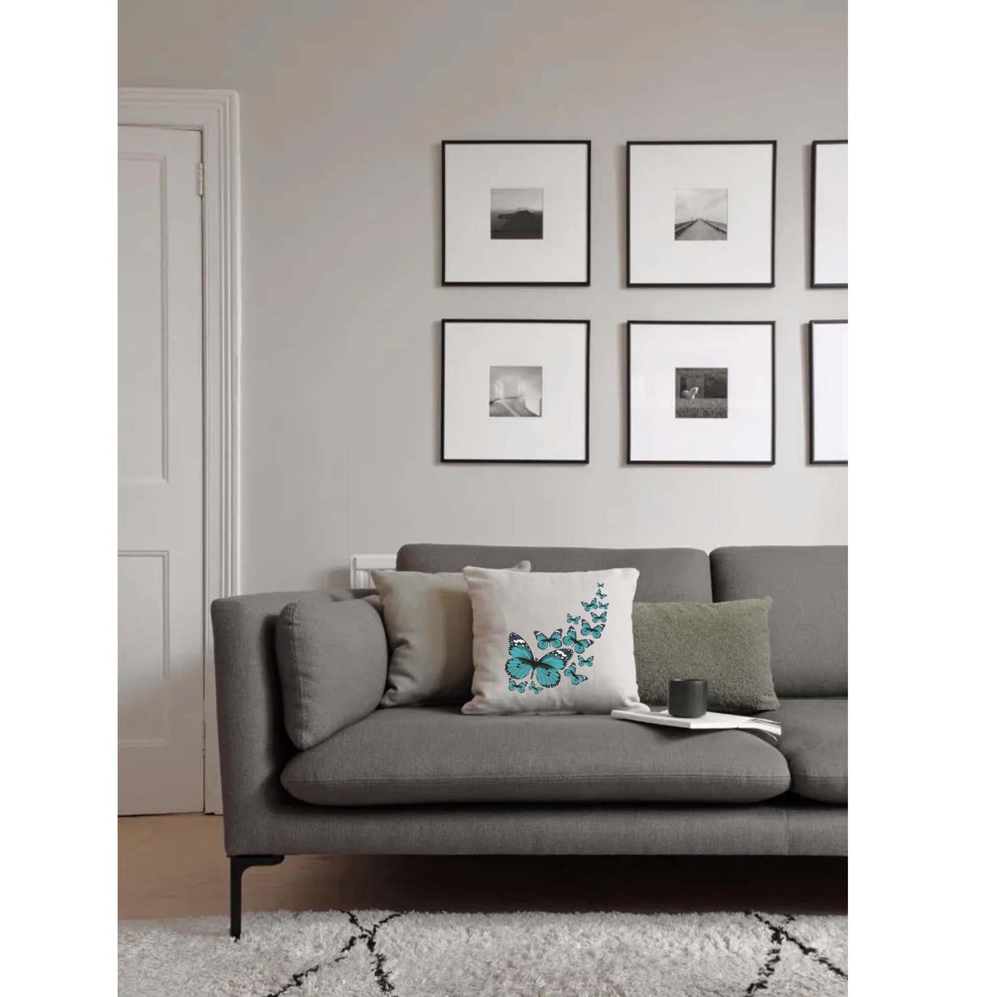 Butterfly Display Naturally Woven Linen Style Cushion Cover Pillow Gift Available In Choice Of Colours
