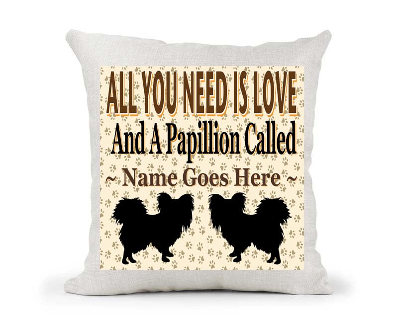 All You Need Is Love And A Papillon Personalised Country Canvas Style Cushion Cover Gift