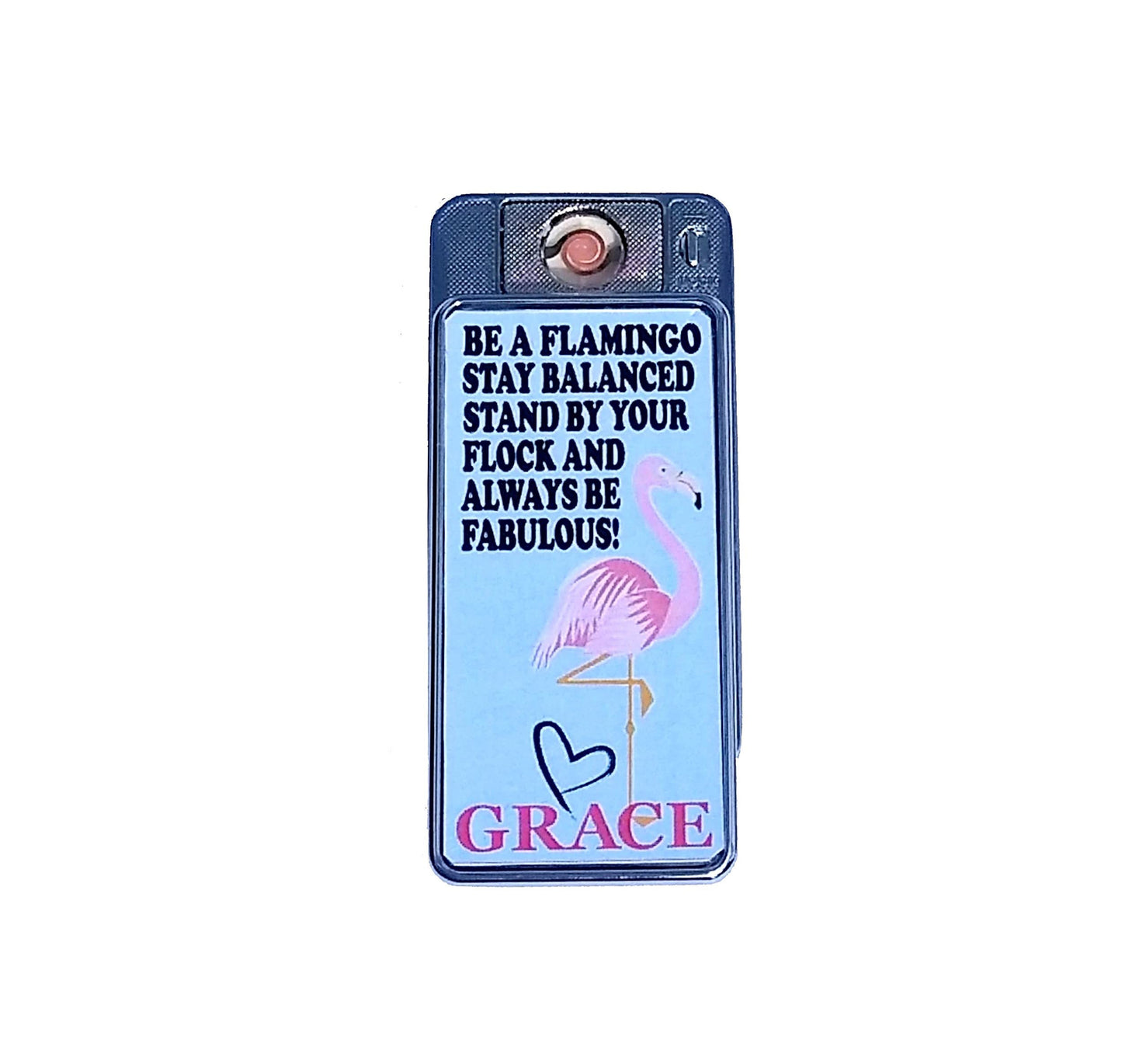 Fabulous Flamingo Personalised Rechargeable Gift Boxed Silver Metal USB Lighter Wedding Favour