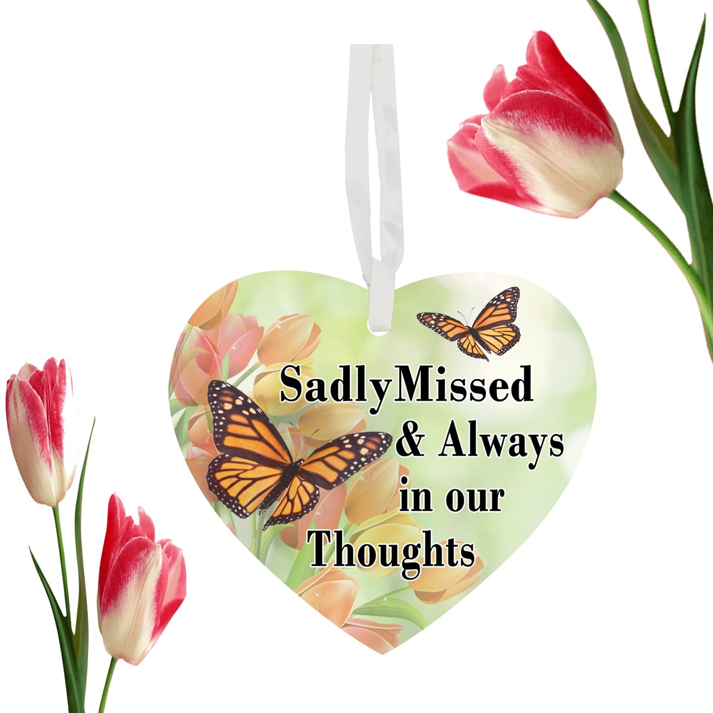Sadly Missed & Always In Our Thoughts Remembrance Memorial Hanging Heart Any Occasion Valentine's Day Ceramic Keepsake Gift