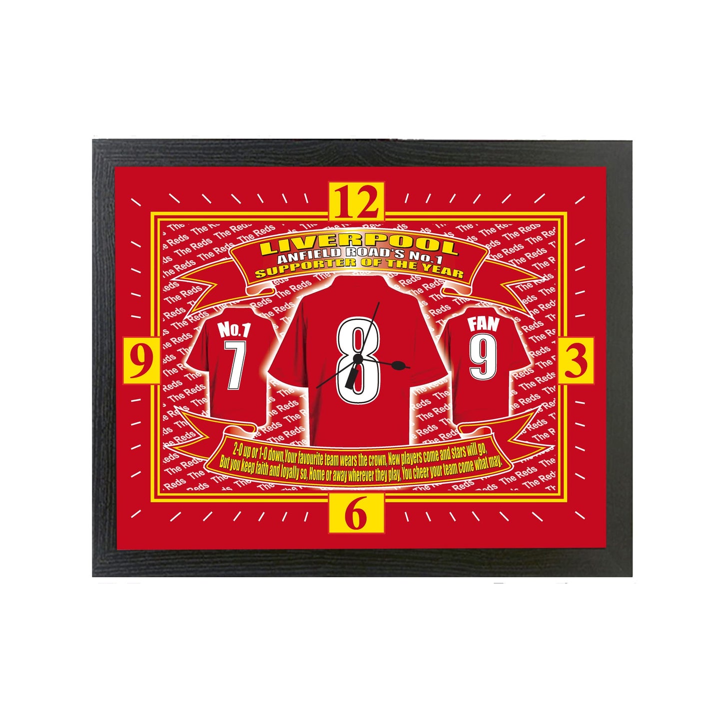 Liverpool Football Shirt Clock Gift Present - Rectangular Mantel Clock - Red, White - Wall Mountable - Battery Powered - Indoor Use - Casual Style