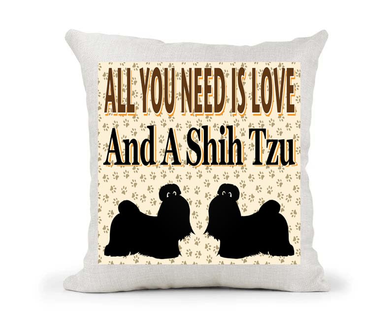 All You Need Is Love And A Shih Tzu Country Canvas Style Cushion Cover Gift
