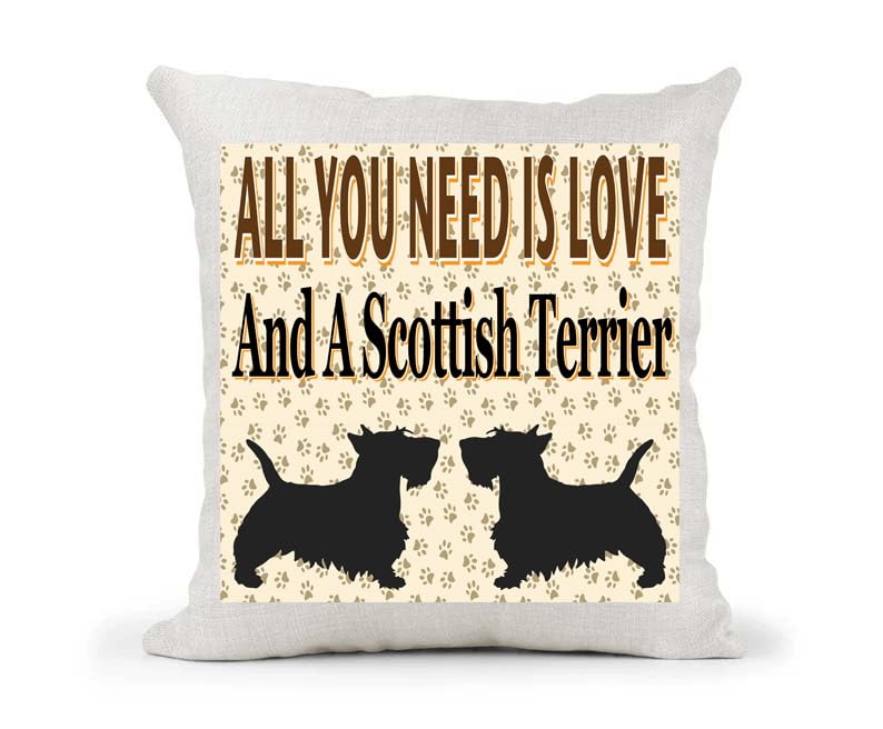 All You Need Is Love And A Scottish Terrier Country Canvas Style Cushion Cover Gift