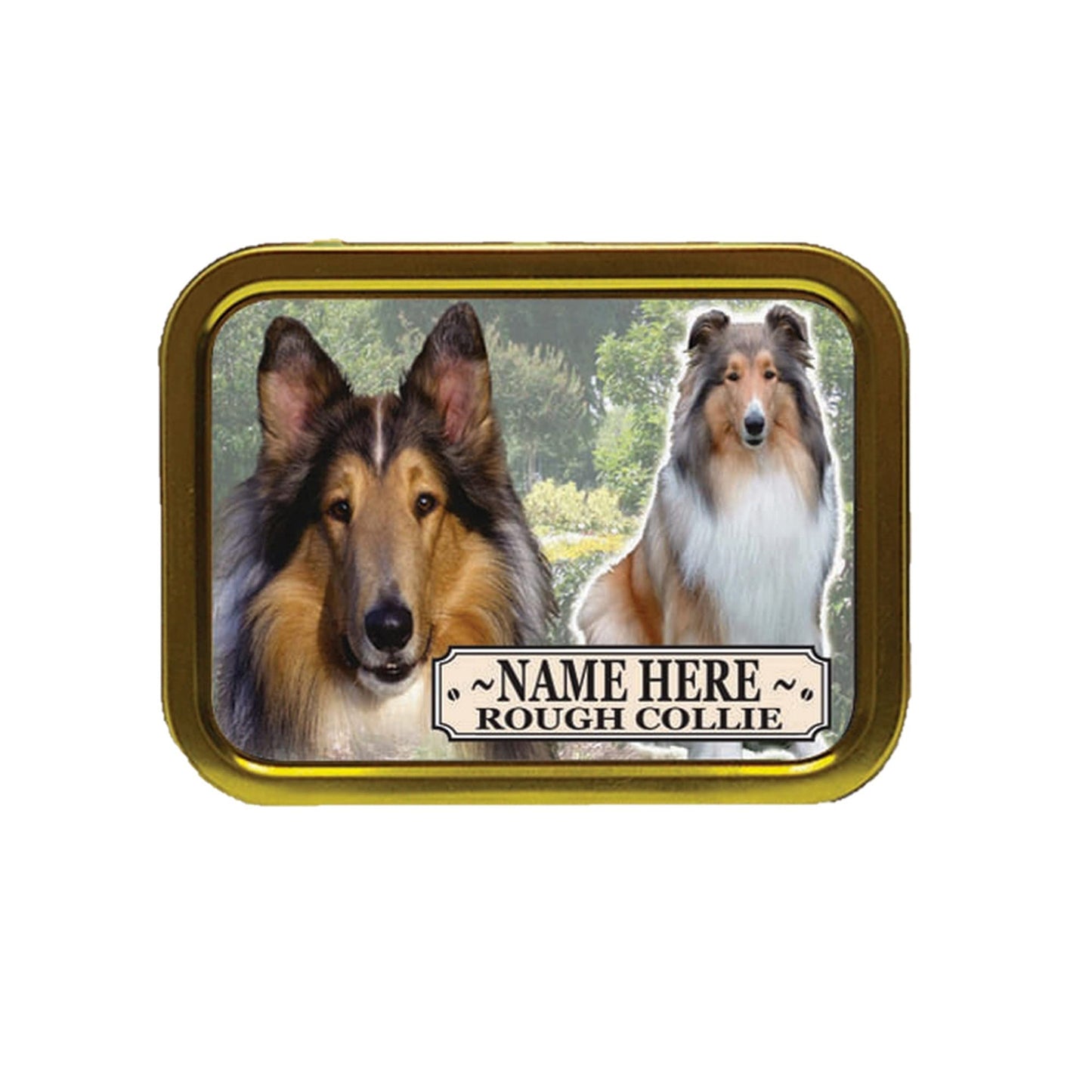 Rough Collie Dog Breed Personalised Tobacco Tin & Products Gift Set