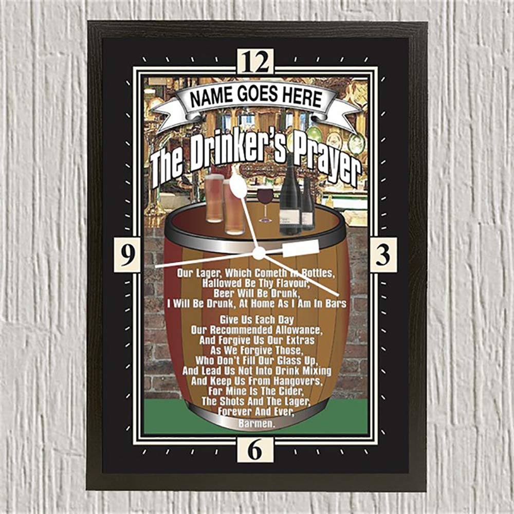 Drinkers Prayer Personalised Framed Clock Gift