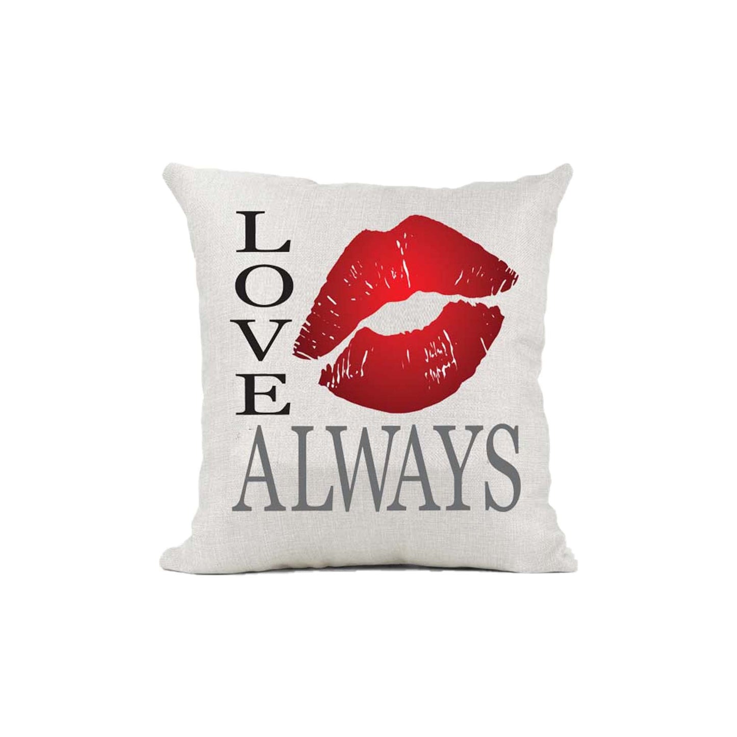 Love Always Naturally Woven Linen Style Cushion Cover Pillow Gift