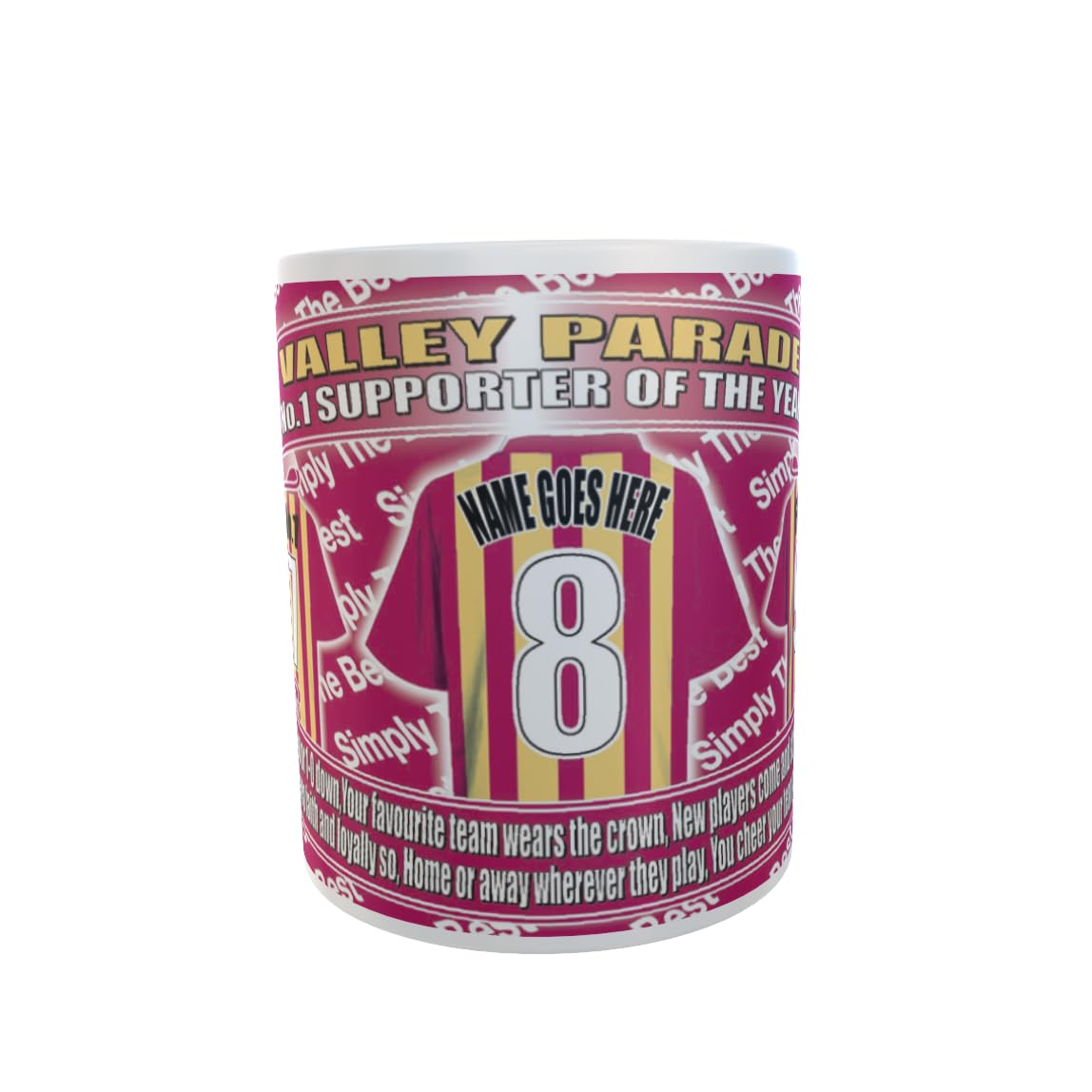 Bradford City Football Team Shirt Ceramic Mug Personalised Gift