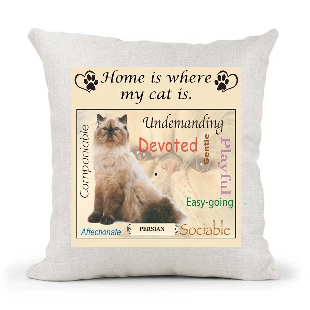 Persian Breed Home is Where My Cat is Country Canvas Style Cushion Cover Gift