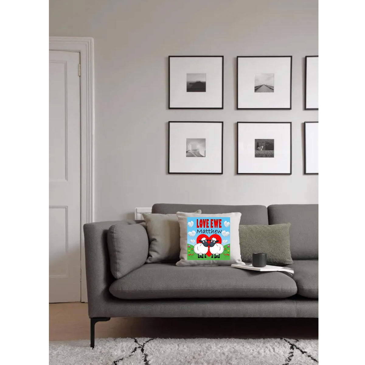 Love Ewe Male Sheep Personalised Cute Country Canvas Cushion Cover Gift Personalised Gift Products