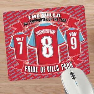Aston Villa Football Shirt Personalised Mouse Mat