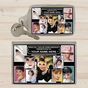 Audrey Hepburn Personalised Icon Keyring and Magnet Set