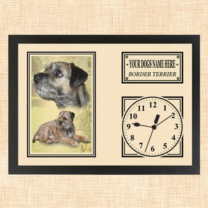 Personalised Border Terrier framed Dog clock