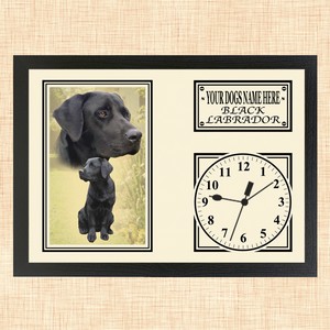 Personalised Black Labrador Framed Clock