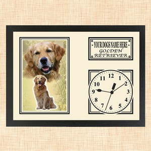 Personalised Golden Retriever Framed Dog Clock