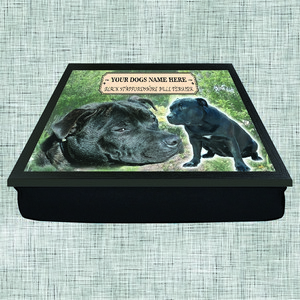 Black Staffordshire Bull Terrier Personalised Lap Tray