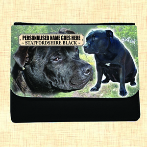 Black Staffordshire Bull Terrier Personalised Large Dog Purse