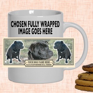 Black Staffordshire Bull Terrier Personalised Mug