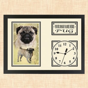 Personalised Pug Framed Dog Clock