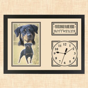 Personalised Rottweiler Framed Dog Clock